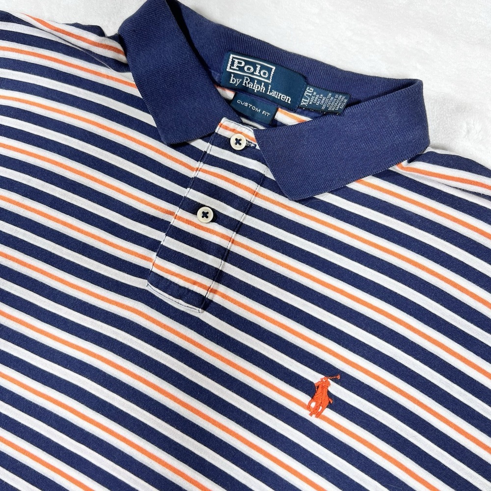 Polo Ralph‎ Lauren Shirt Men's X-Large Striped Blue Golf Athleisure Gorpcore Vtg